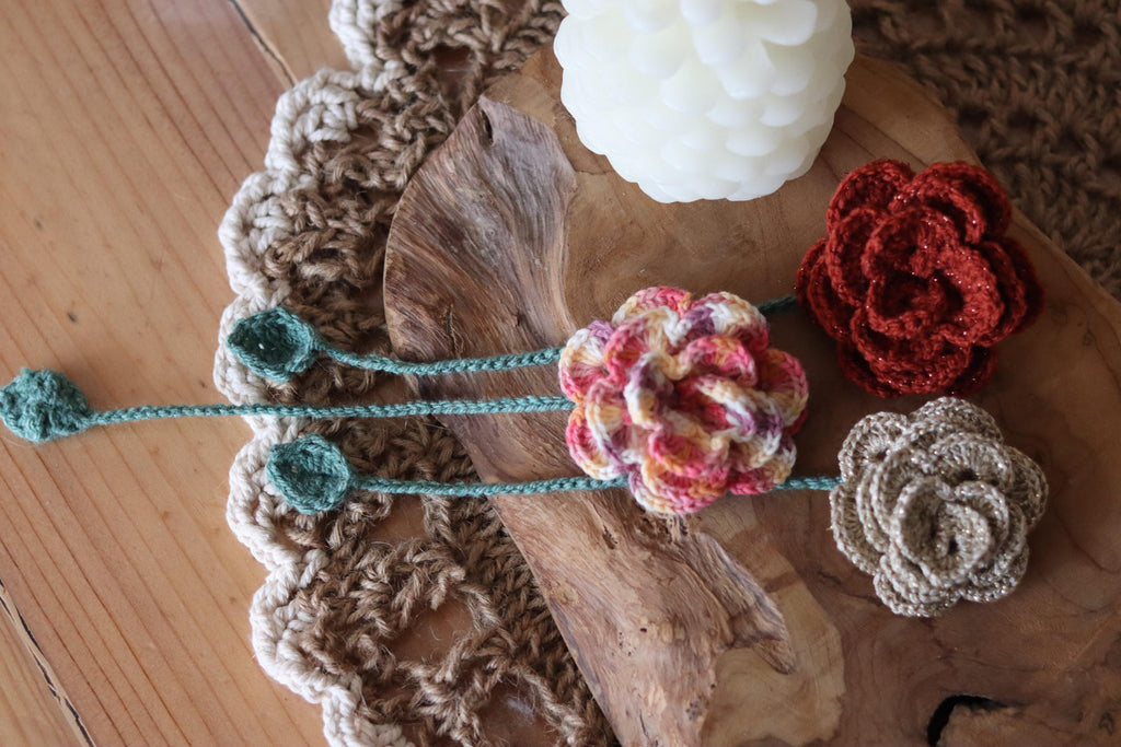 Marque page Rose au Crochet - Fait Main