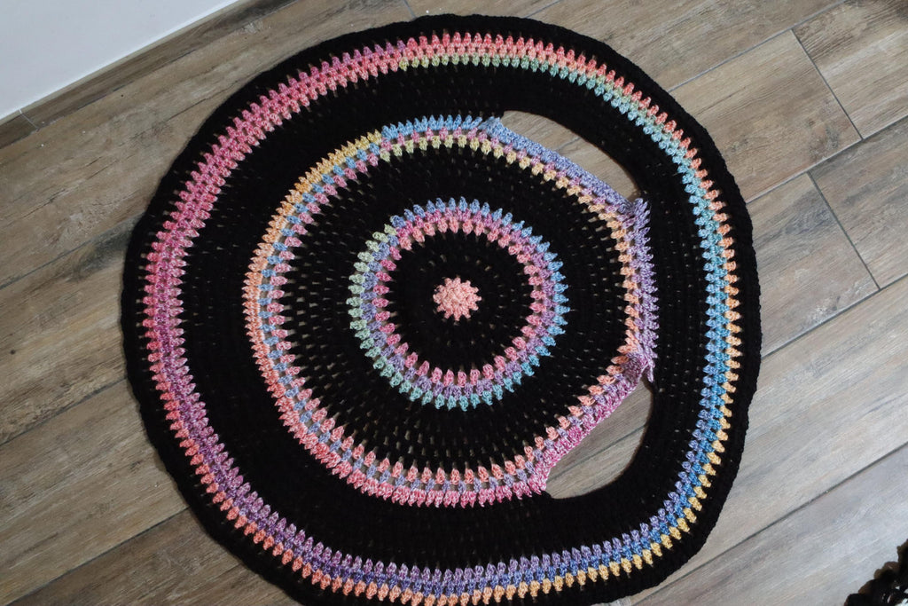 Gilet Mandala Rond au Crochet – Kimono Bohème Femme – Fait Main – Personnalisable– Ø 1 m