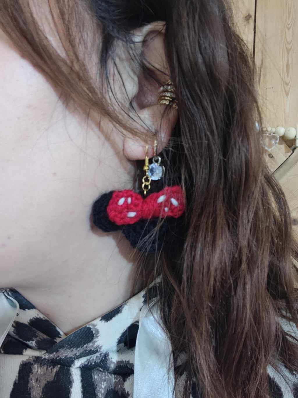 Boucles d’oreilles Minnie au crochet – Fait main – Légères