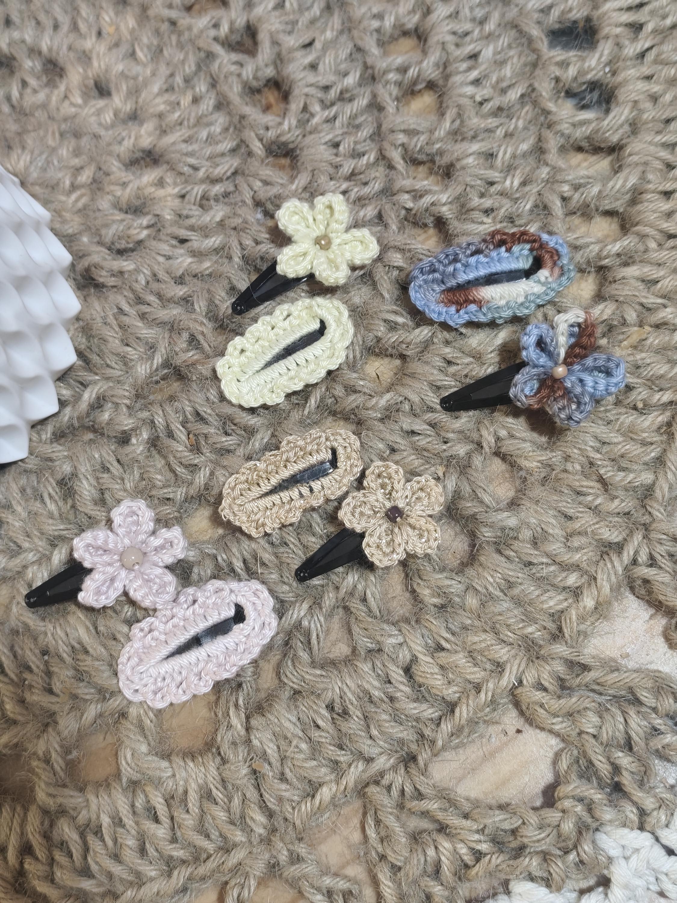 Lot de 2 barrettes au crochet – Fleur & barrette simple – Fait main