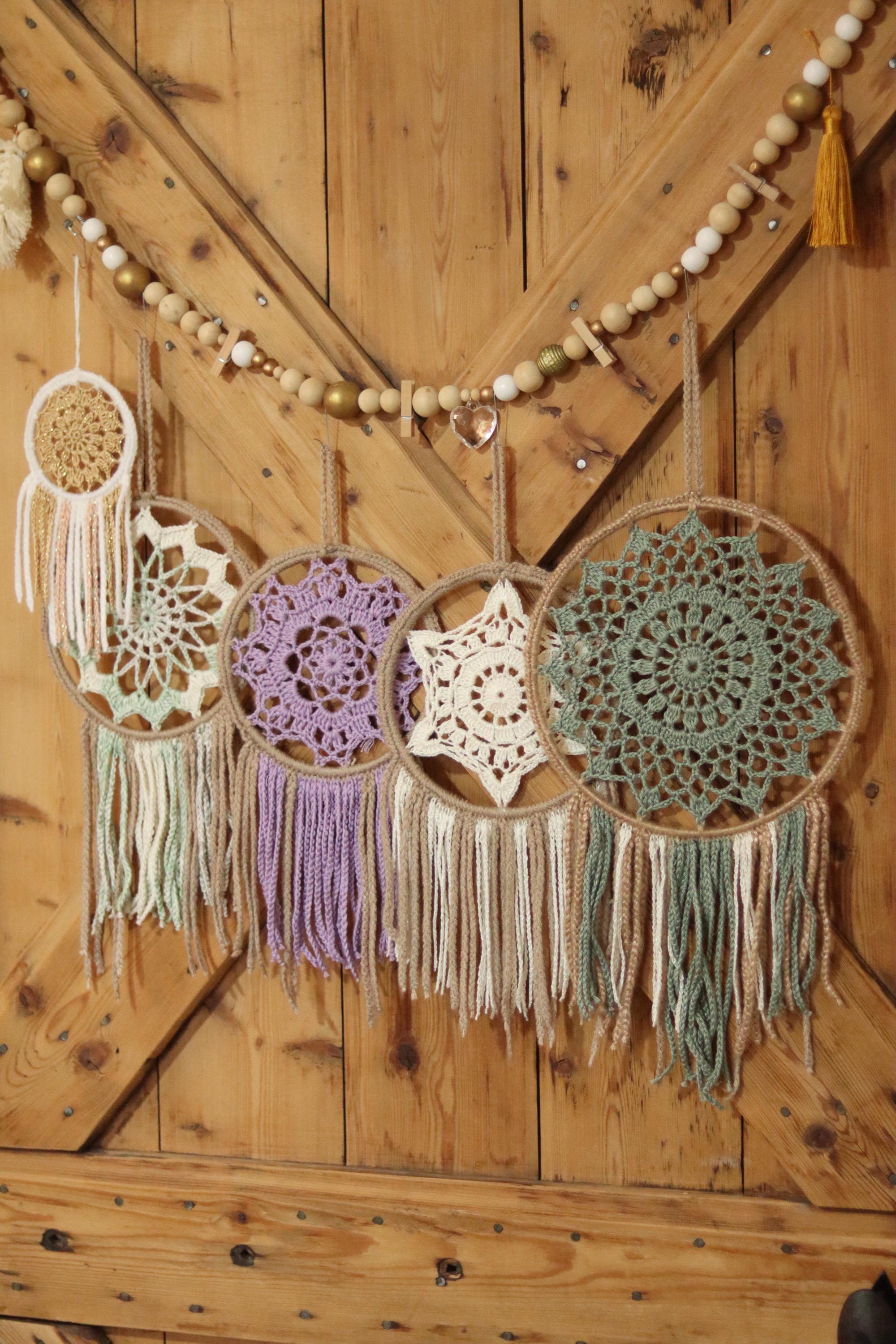 Attrape-rêves bohème en crochet – pièce unique