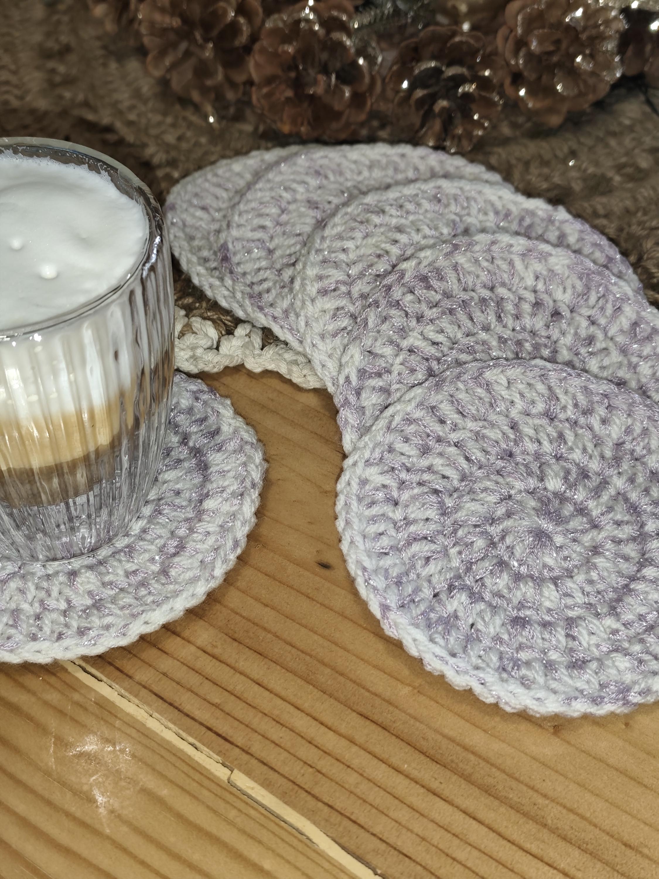 Dessous de verre festif - Lot de 6 - Modèle rond - Fait main