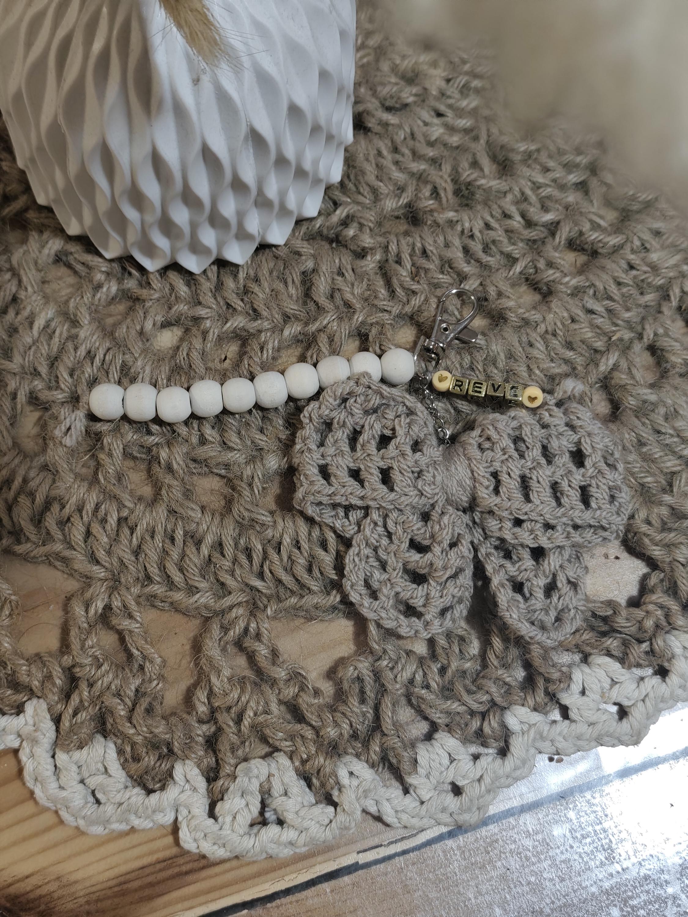 Porte-clés nœud au crochet – Fait main – Plusieurs coloris