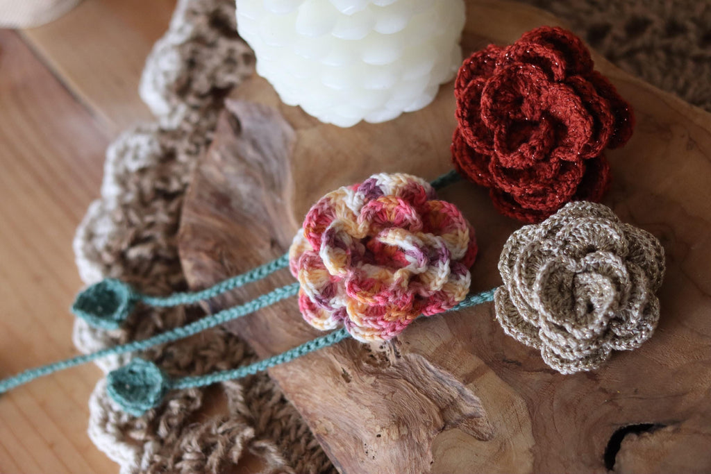 Marque page Rose au Crochet - Fait Main
