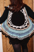 Gilet Mandala Court au Crochet – Kimono Bohème Femme – Personnalisable – Ø 90 cm
