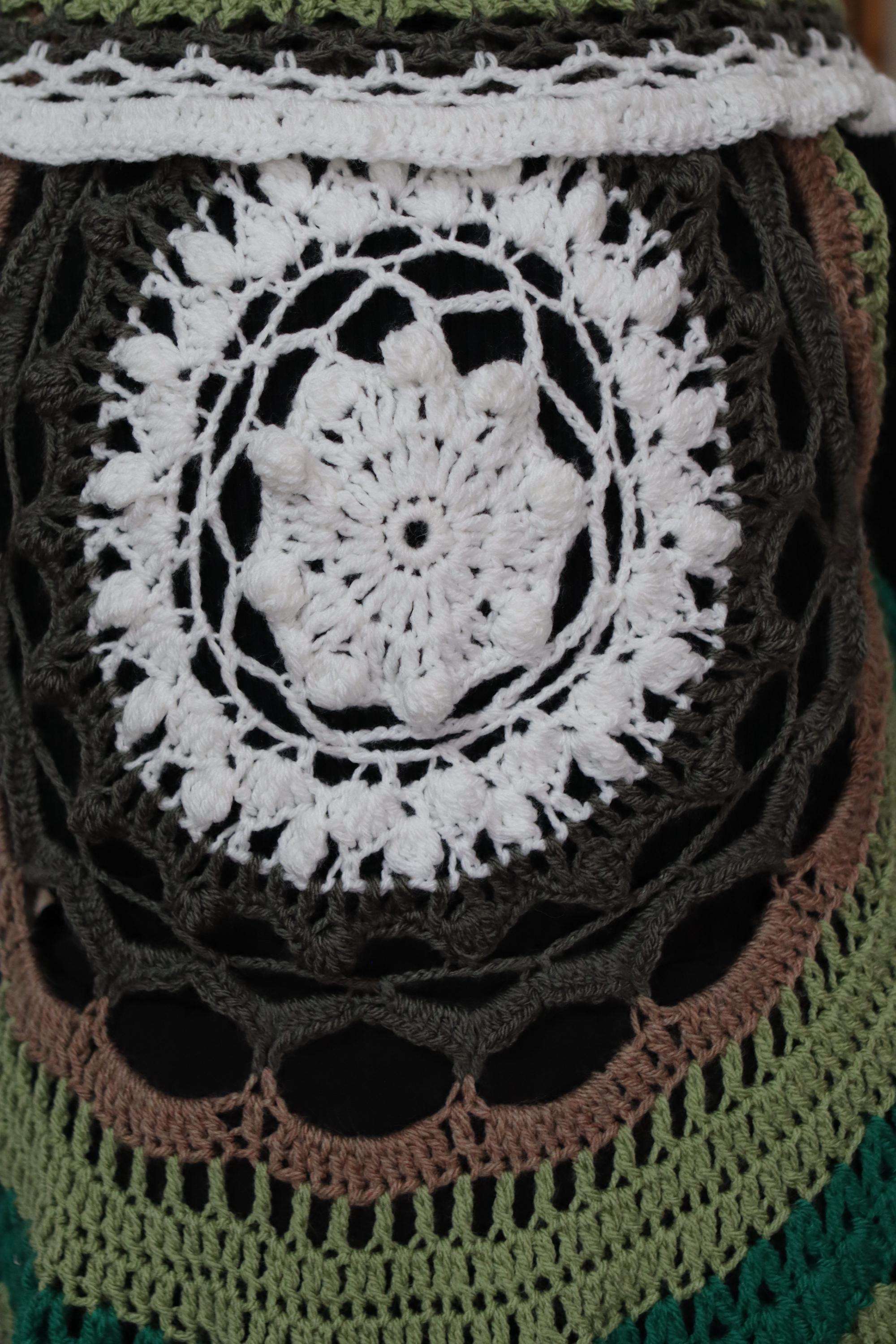 Gilet Mandala Court au Crochet – Kimono Bohème Femme – Personnalisable – Ø 90 cm