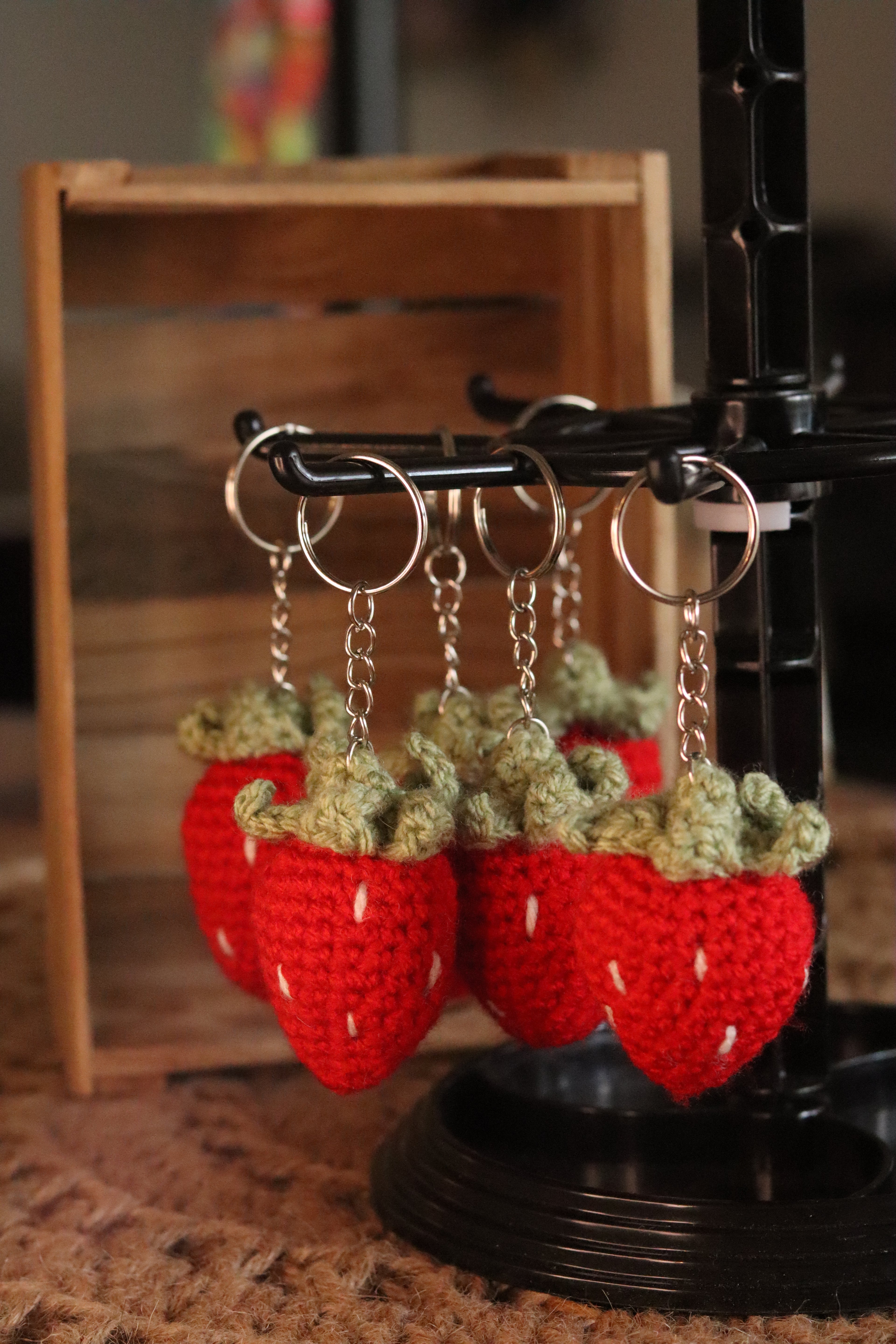 Porte-clé Fraise au Crochet – Fait Main