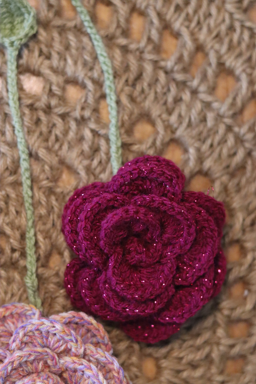 Marque page Rose au Crochet - Fait Main