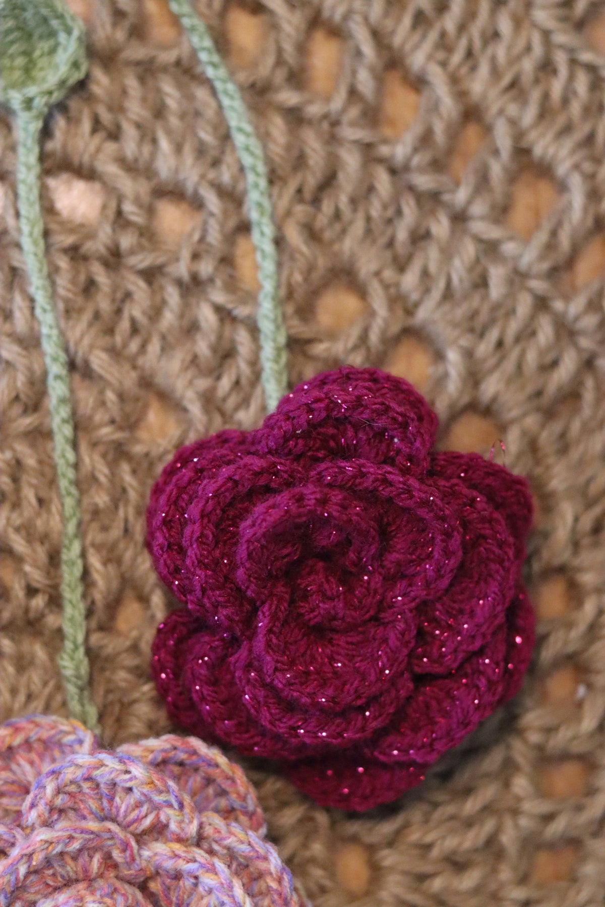 Marque page Rose au Crochet - Fait Main