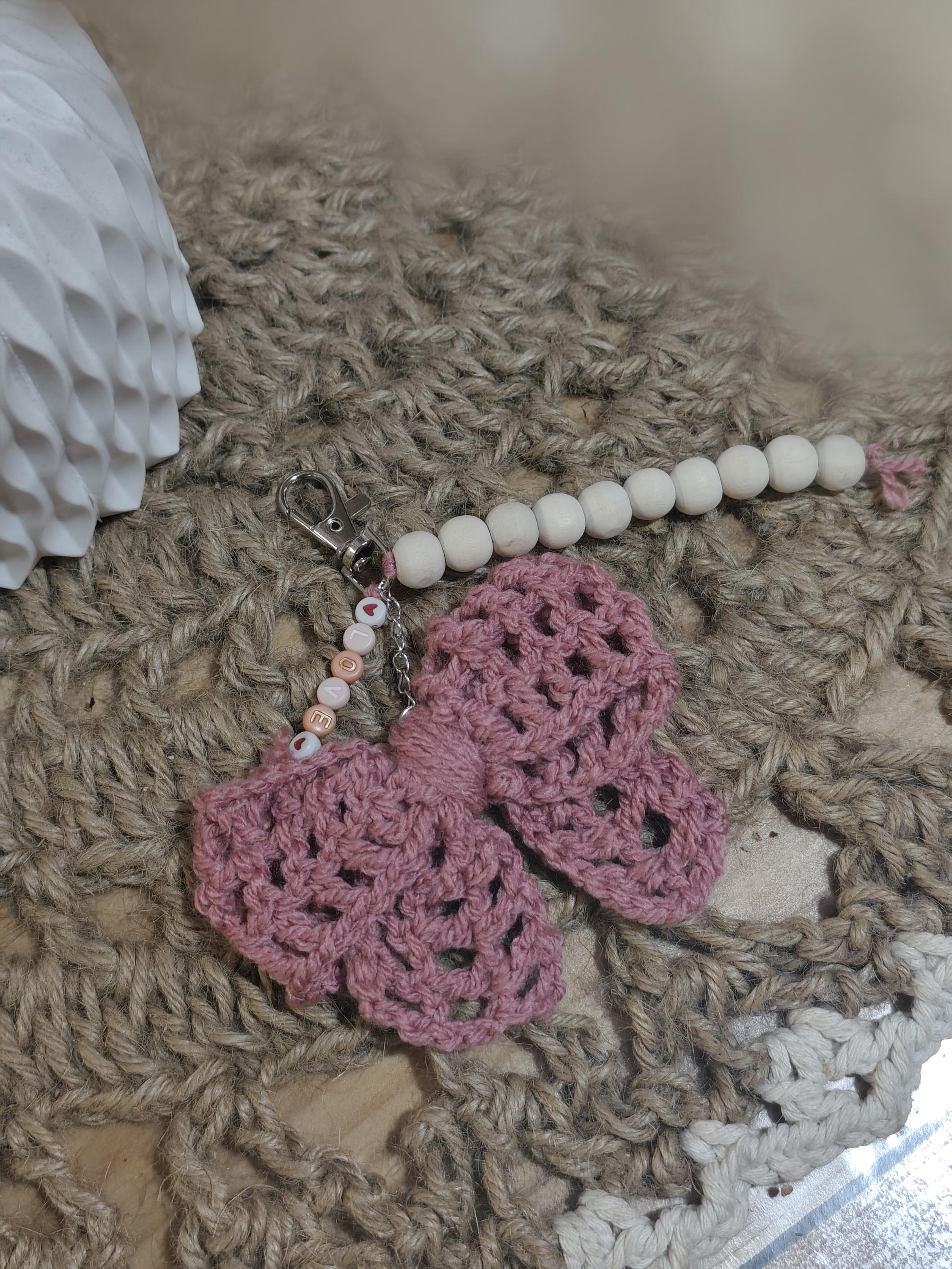 Porte-clés nœud au crochet – Fait main – Plusieurs coloris