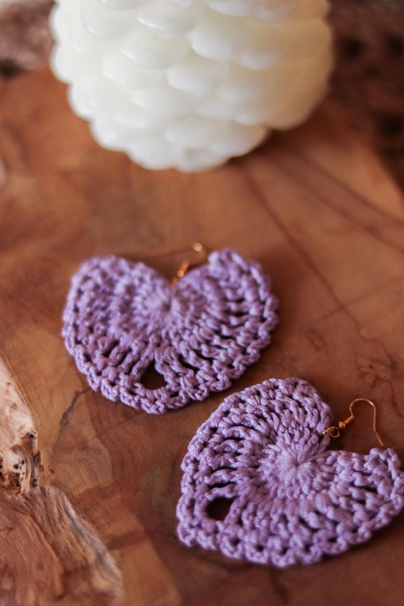 Boucles d'oreilles Coeur Violette