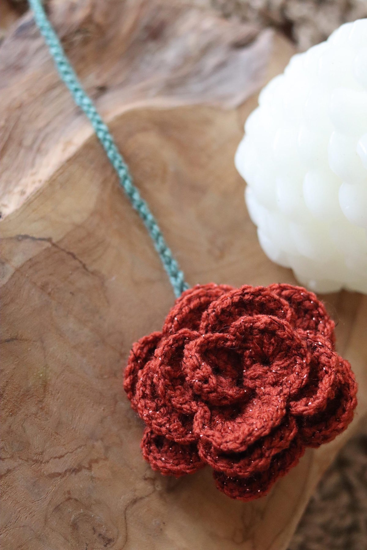 Marque page Rose au Crochet - Fait Main