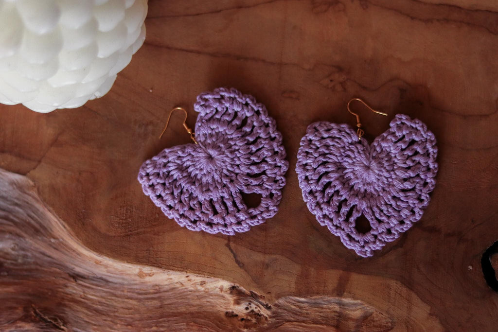 Boucles d'oreilles Coeur Violette
