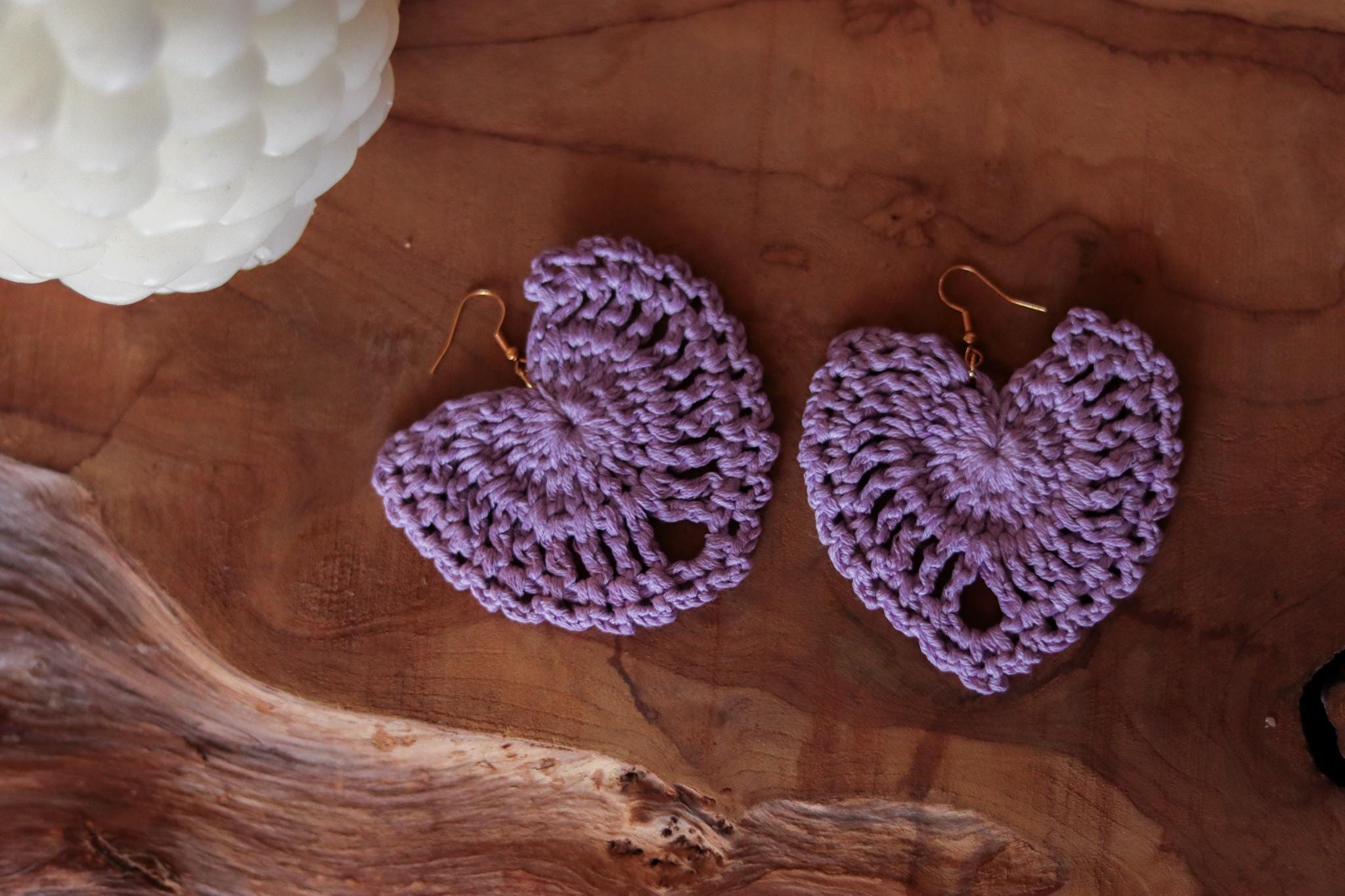 Boucles d'oreilles Coeur Violette
