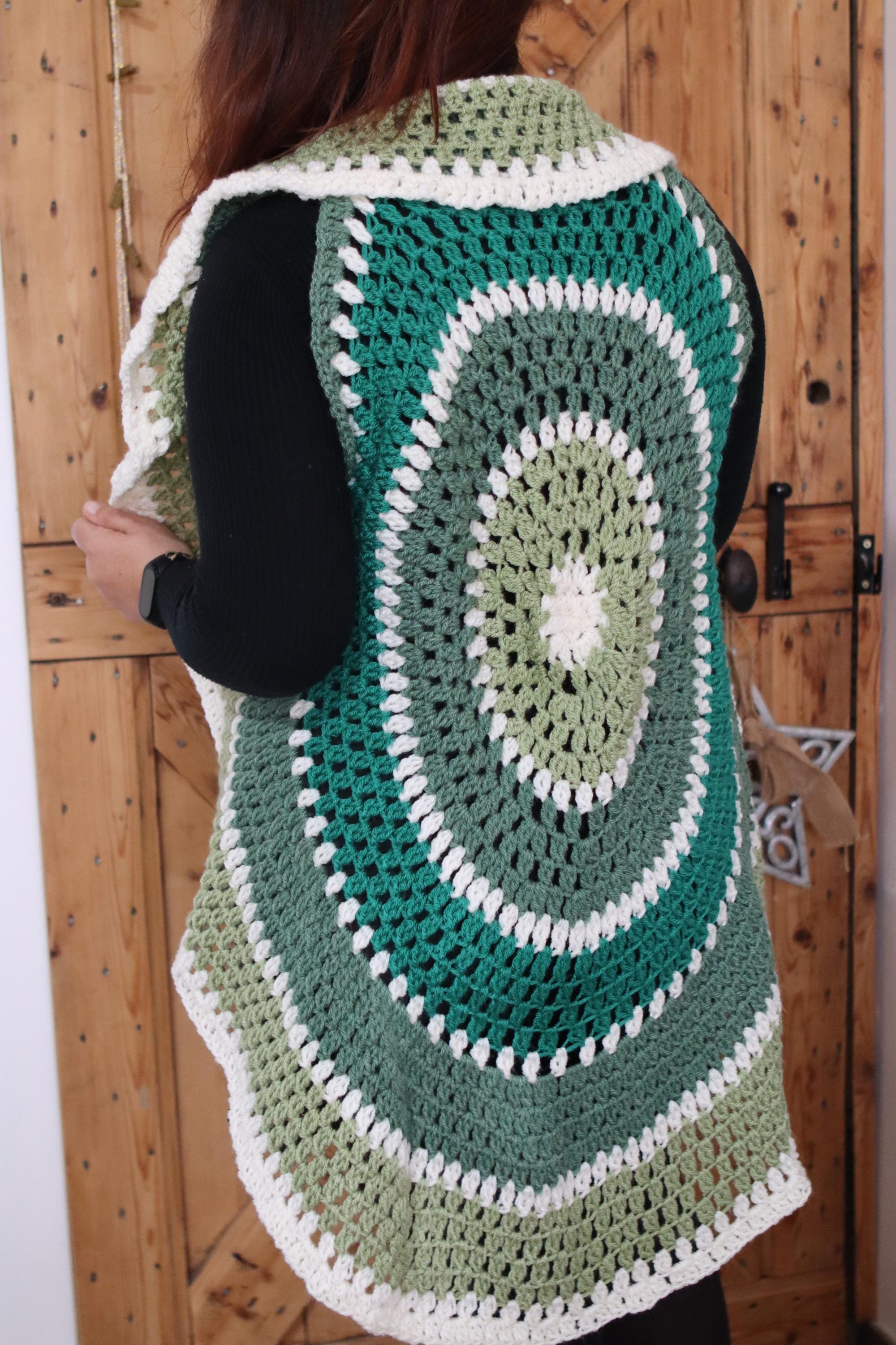 Gilet Mandala Rond au Crochet – Kimono Bohème Femme – Fait Main – Personnalisable– Ø 1 m